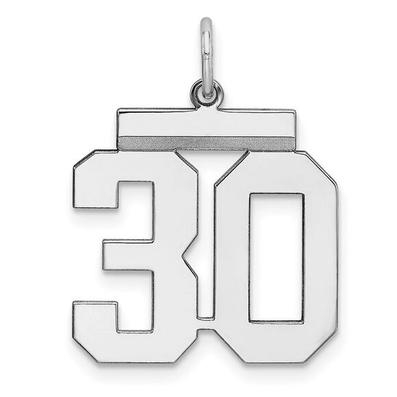 Sterling Silver Athletic Collection Medium Polished Number 30 Pendant